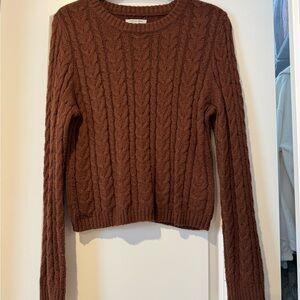 American Eagle Outfitters Cable Knit Sweater in Rich Brown
